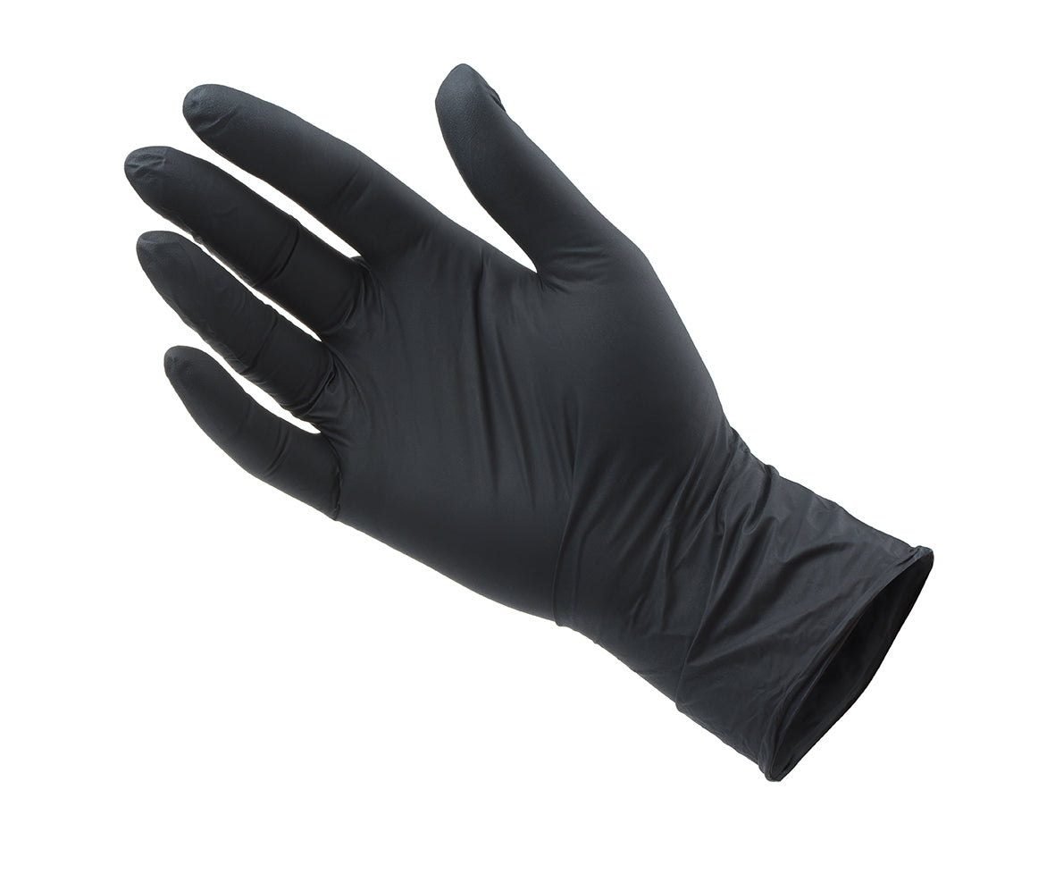 Nitril handschoen zwart, op witte achtergrond los